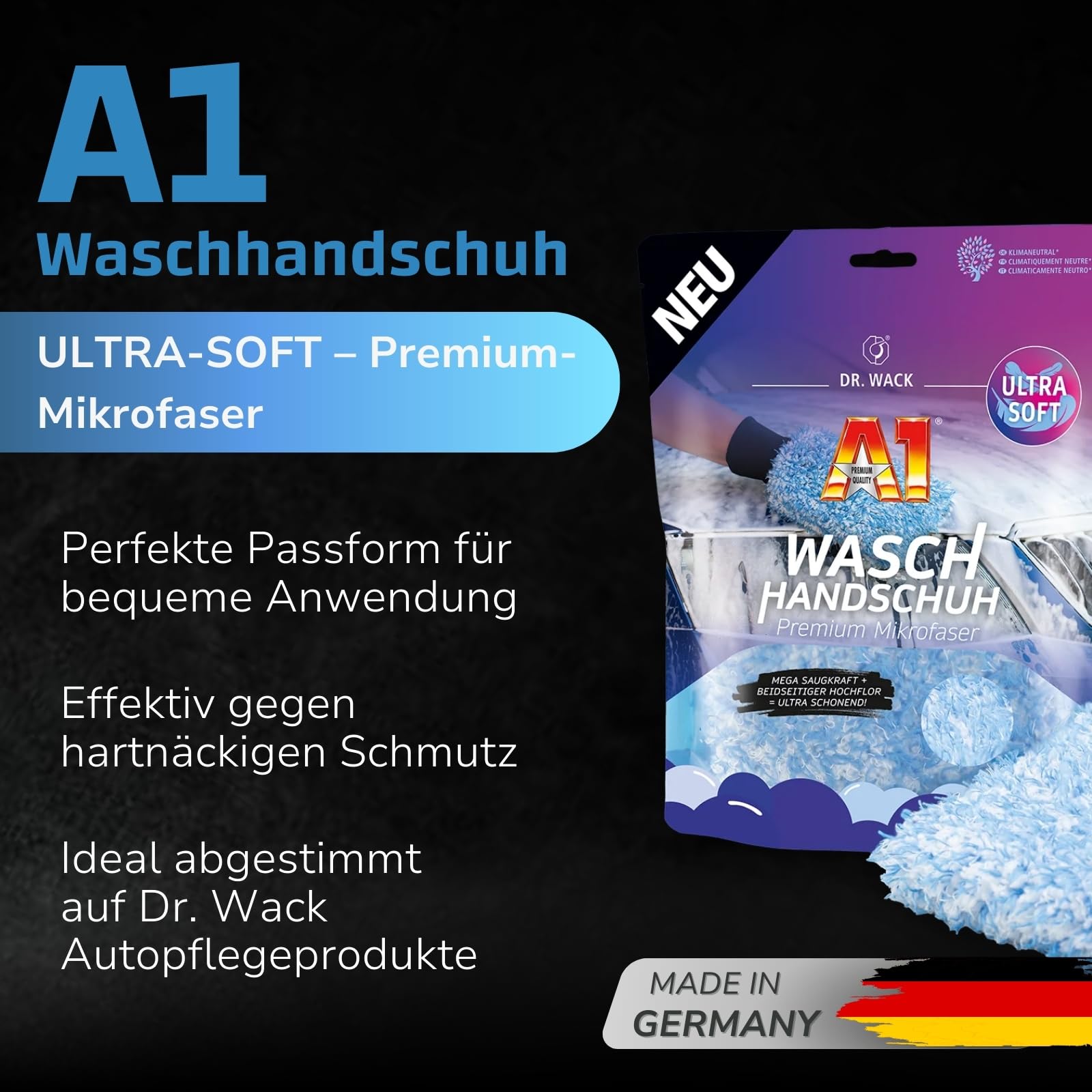 dr-wack-a1-waschhandschuh-auto-premium-mikrofaser-beidseitig-hochflor image 3