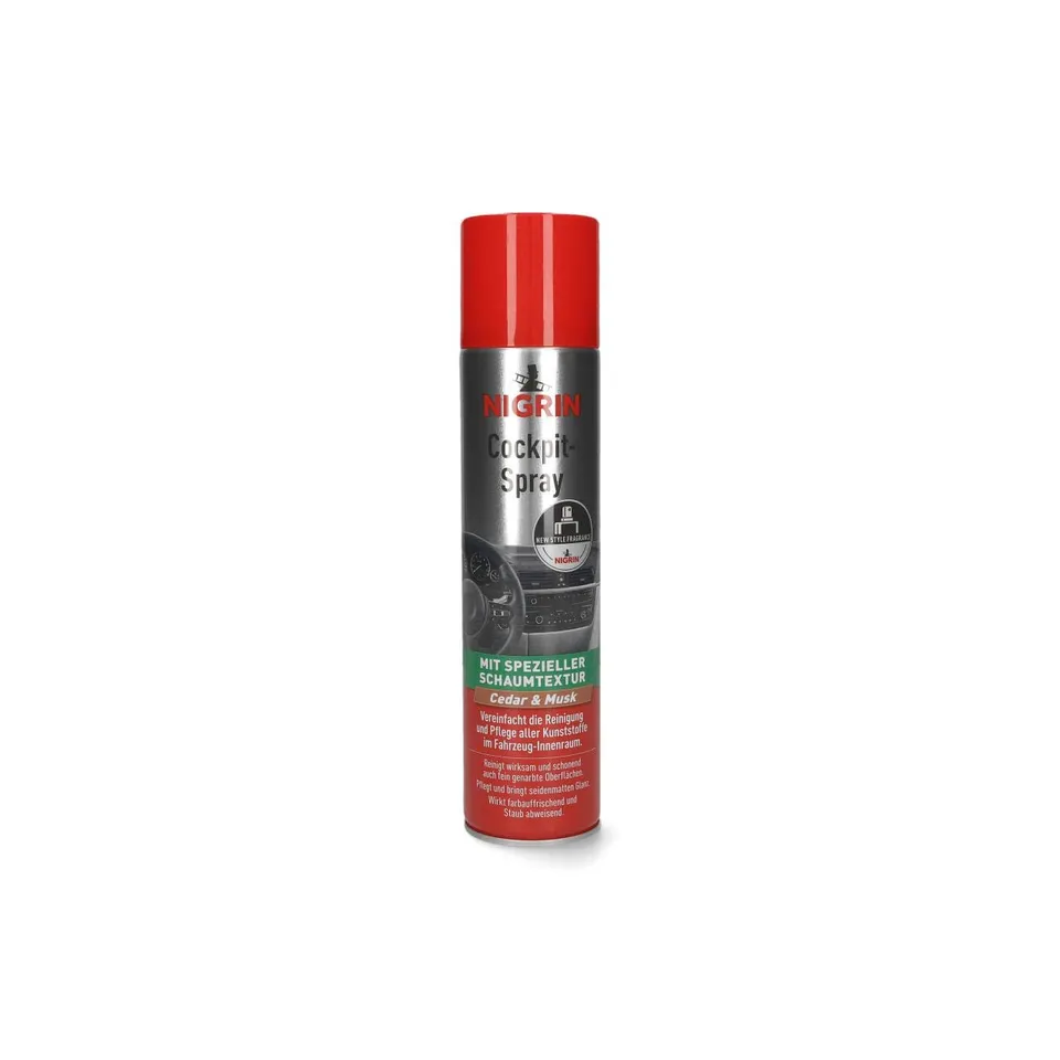 nigrin-cockpit-spray-cedar-musk-400-ml-cockpitpflege-mit-schaum-seidenmatt-finis image 1