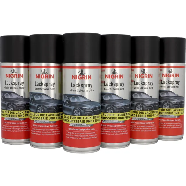 nigrin-lackspray-schwarz-matt-6-x-400-ml-autolack-f-r-felgen-und-karosserie image 1