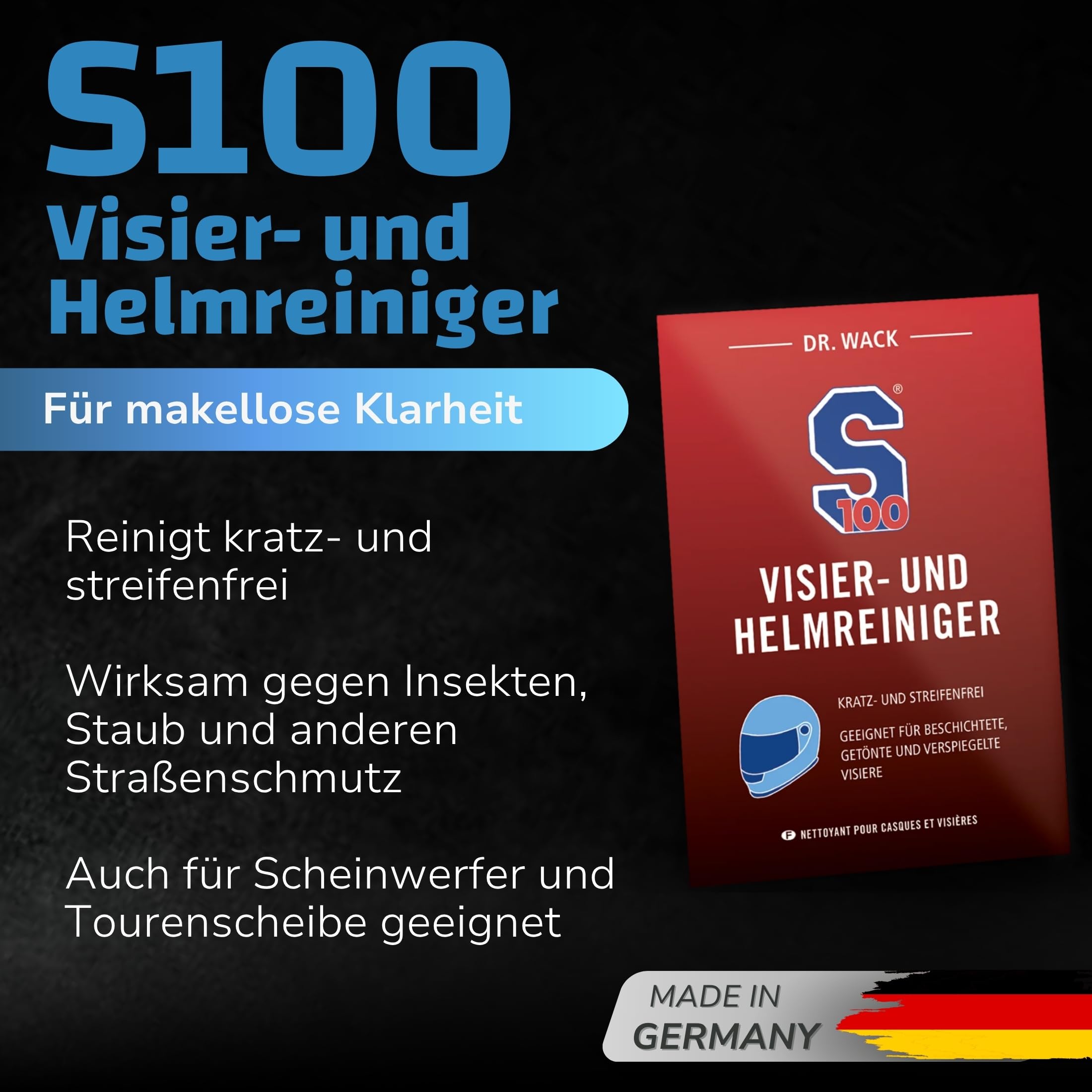 dr-wack-s100-visier-helmreiniger-tuch-nass-trockentuch-f-r-motorradhelm image 2