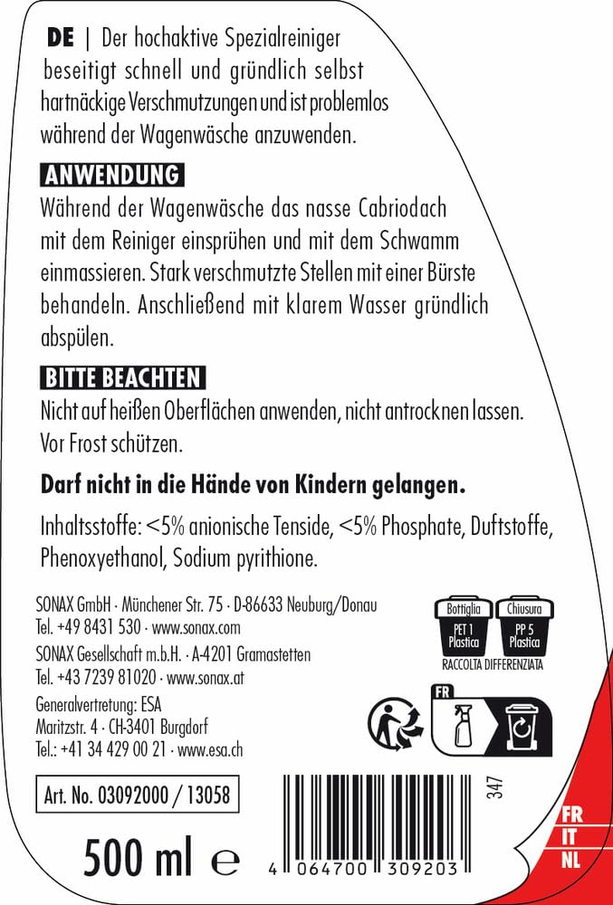 sonax-cabrioverdeckreiniger-500-ml-f-r-stoff-und-kunststoffverdecke image 2