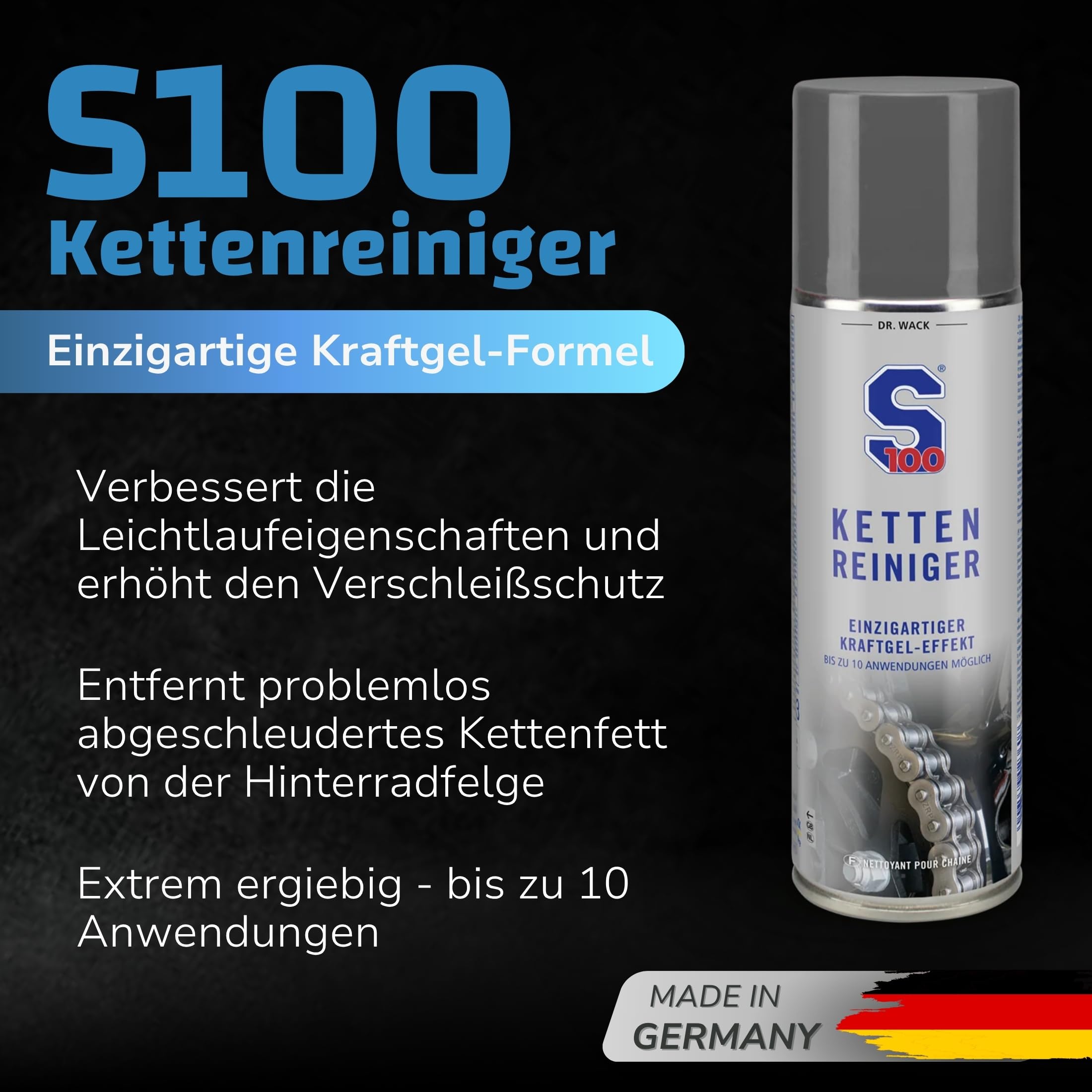 dr-wack-s100-kettenreiniger-300-ml-motorrad-kettenspray-mit-gel-formel-f-r-o-x-z image 2