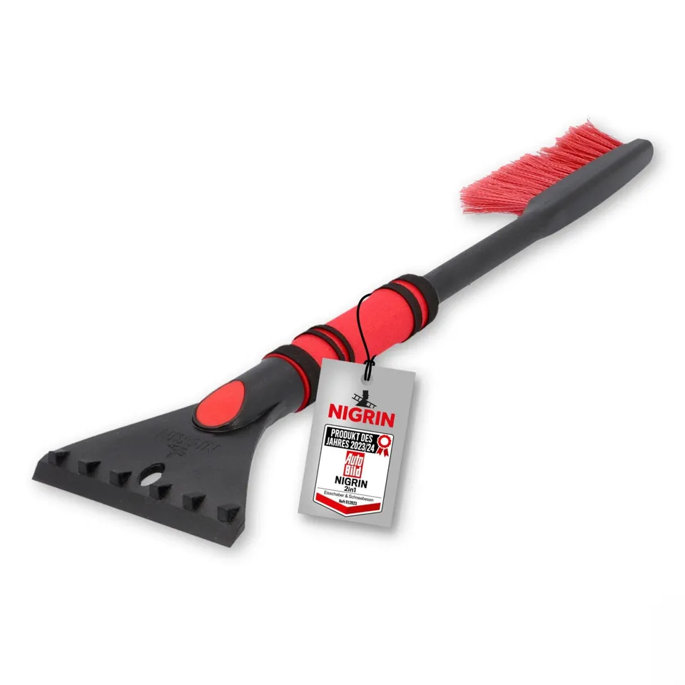 nigrin-eiskratzer-mit-schneebesen-60-cm-abs-schwarz-rot image 1