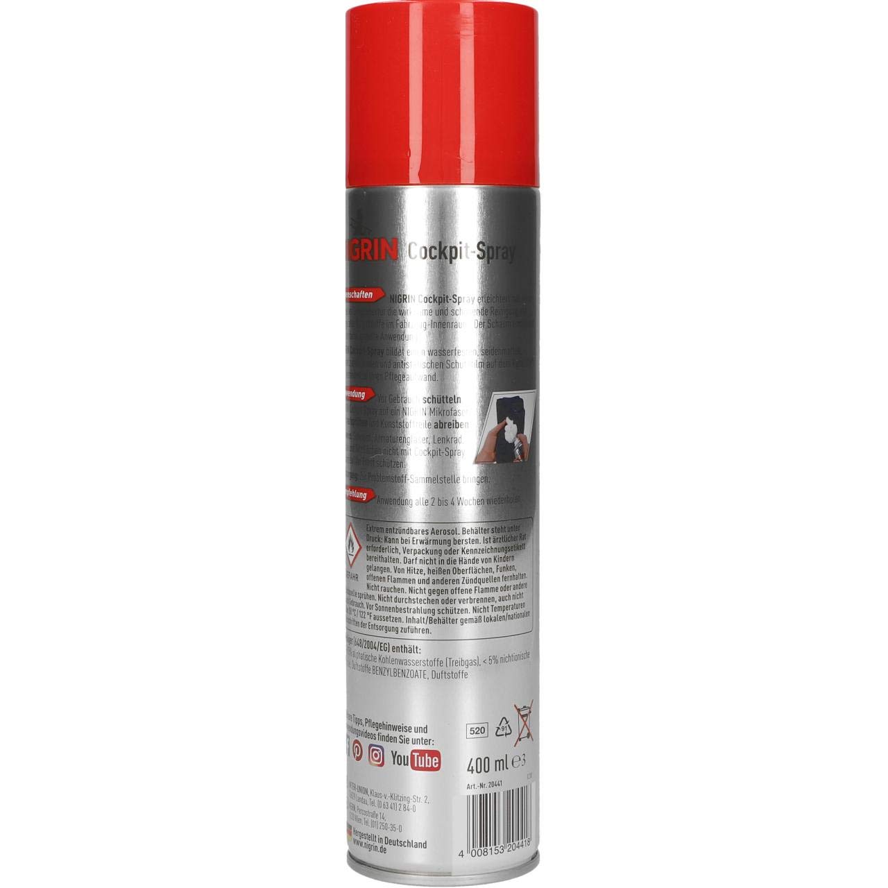 nigrin-cockpit-spray-cedar-musk-400-ml-cockpitpflege-mit-schaum-seidenmatt-finis image 4