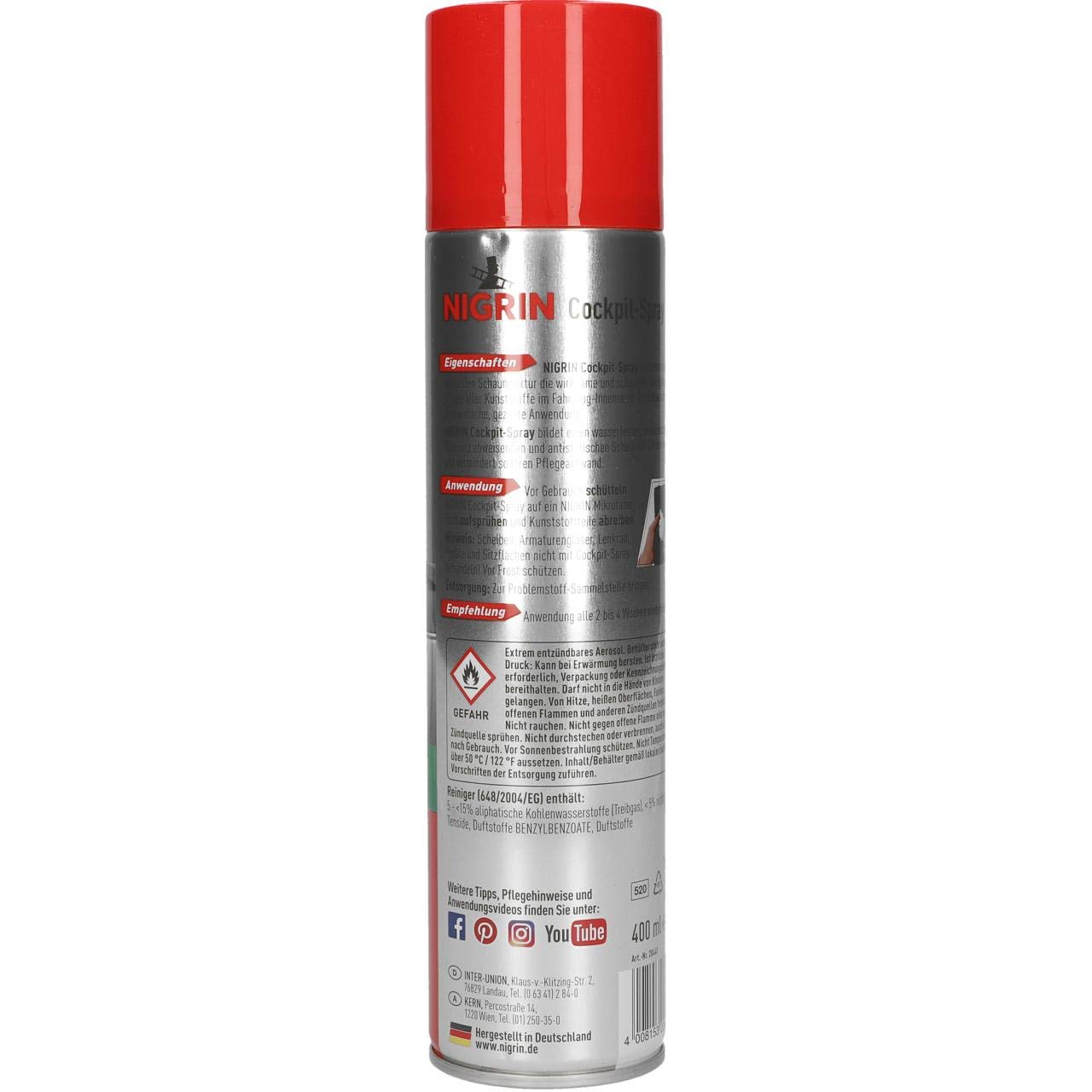 nigrin-cockpit-spray-cedar-musk-400-ml-cockpitpflege-mit-schaum-seidenmatt-finis image 3