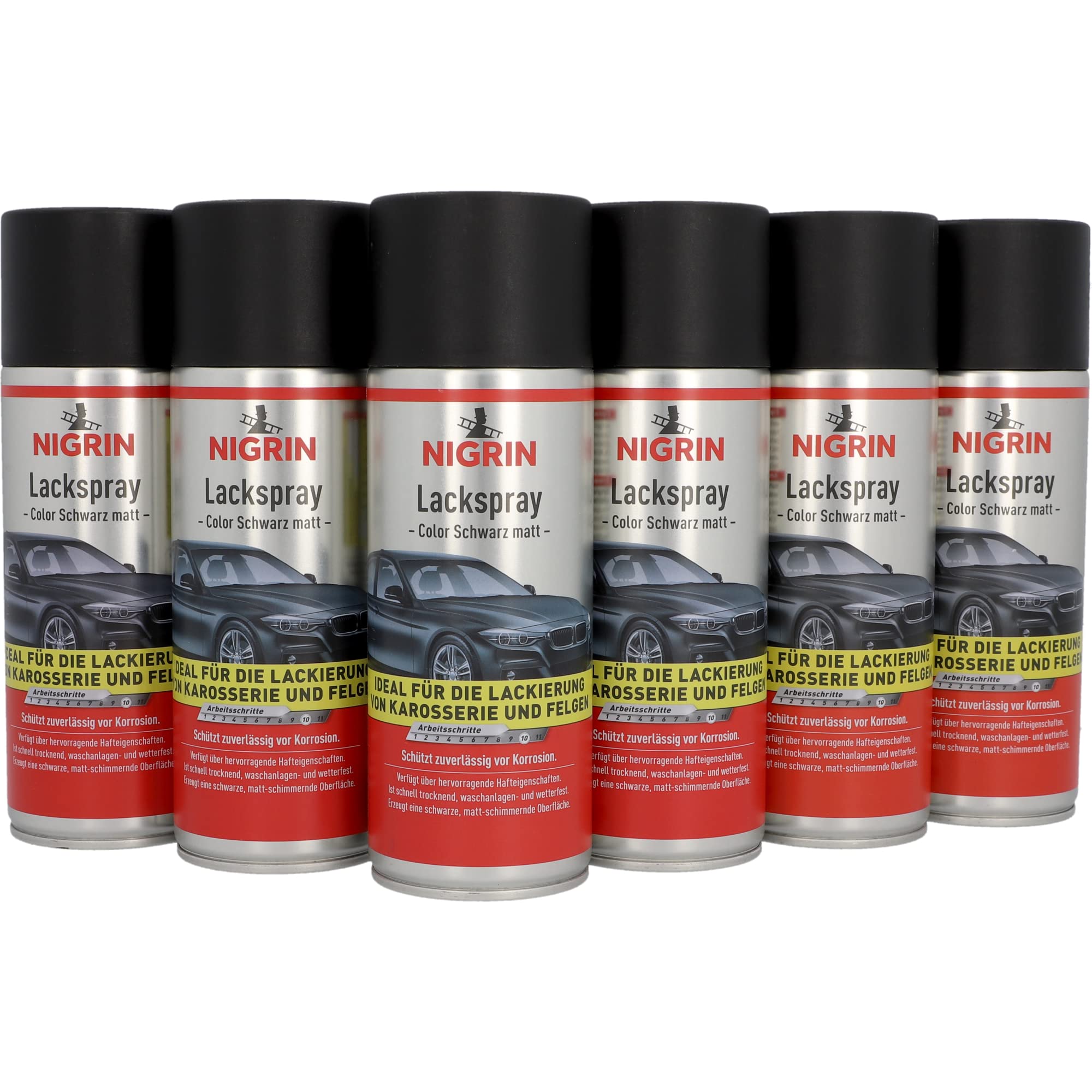 nigrin-lackspray-schwarz-matt-6-x-400-ml-autolack-f-r-felgen-und-karosserie image 1