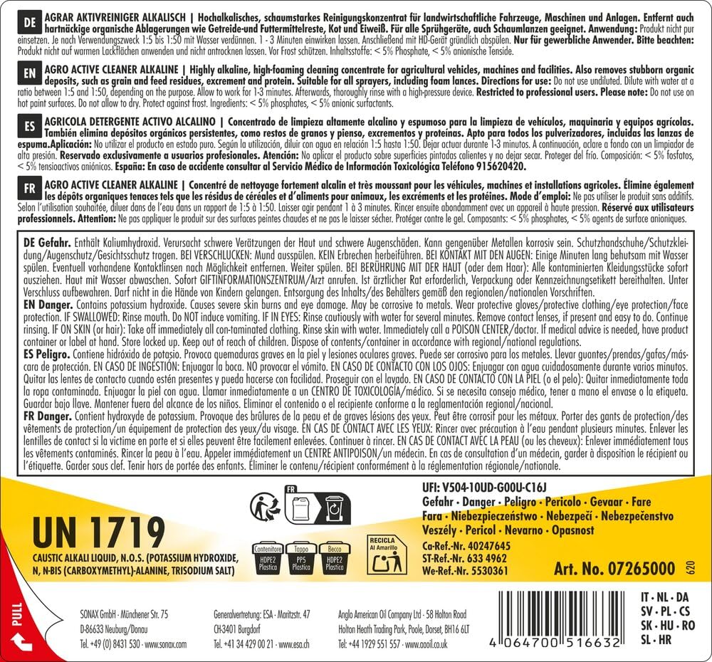 sonax-agrar-aktivreiniger-alkalisch-konzentrat-5-liter image 2