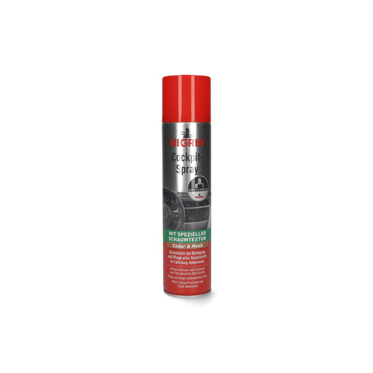nigrin-cockpit-spray-cedar-musk-400-ml-cockpitpflege-mit-schaum-seidenmatt-finis image 1