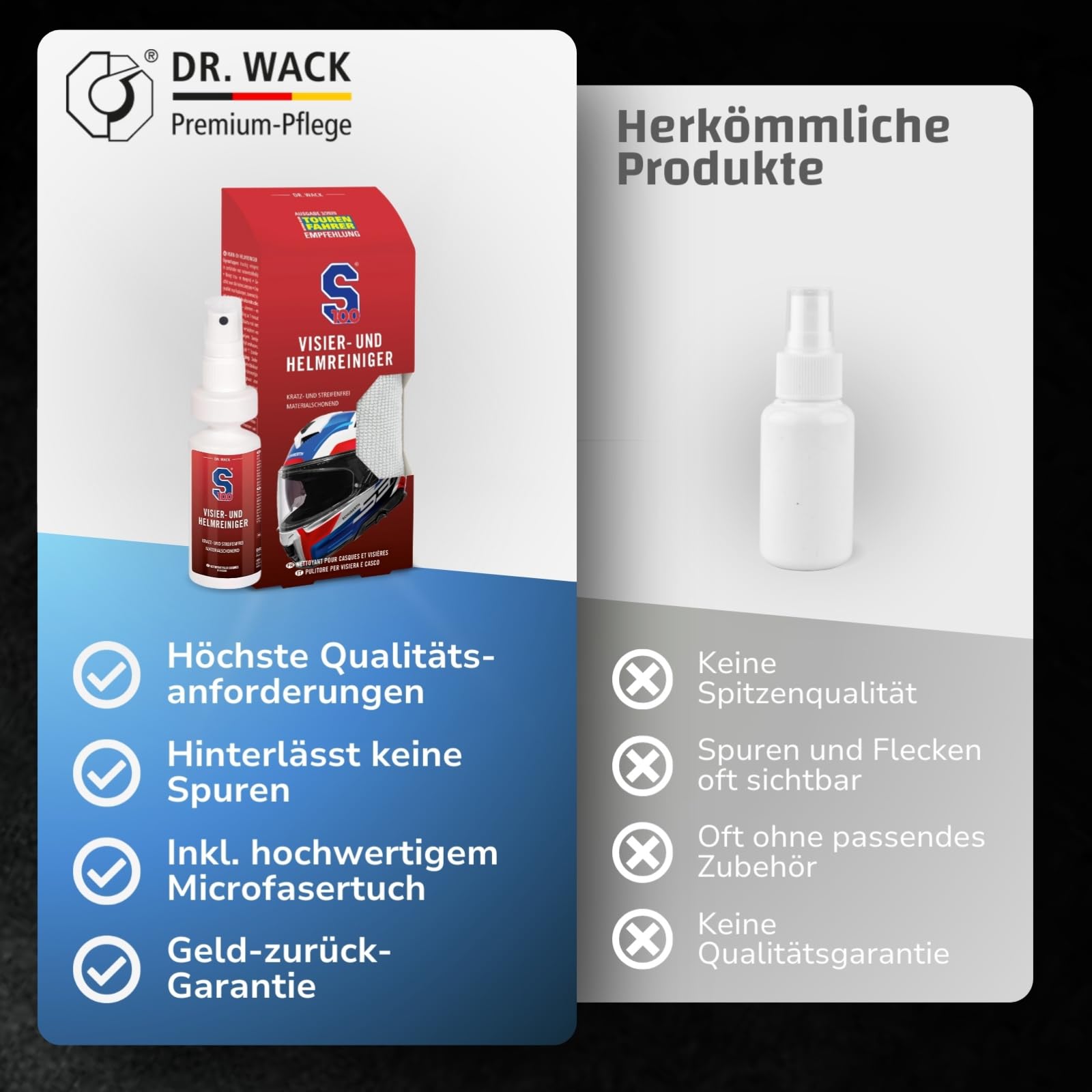 dr-wack-s100-visier-helmreiniger-100-ml-mit-mikrofasertuch image 5