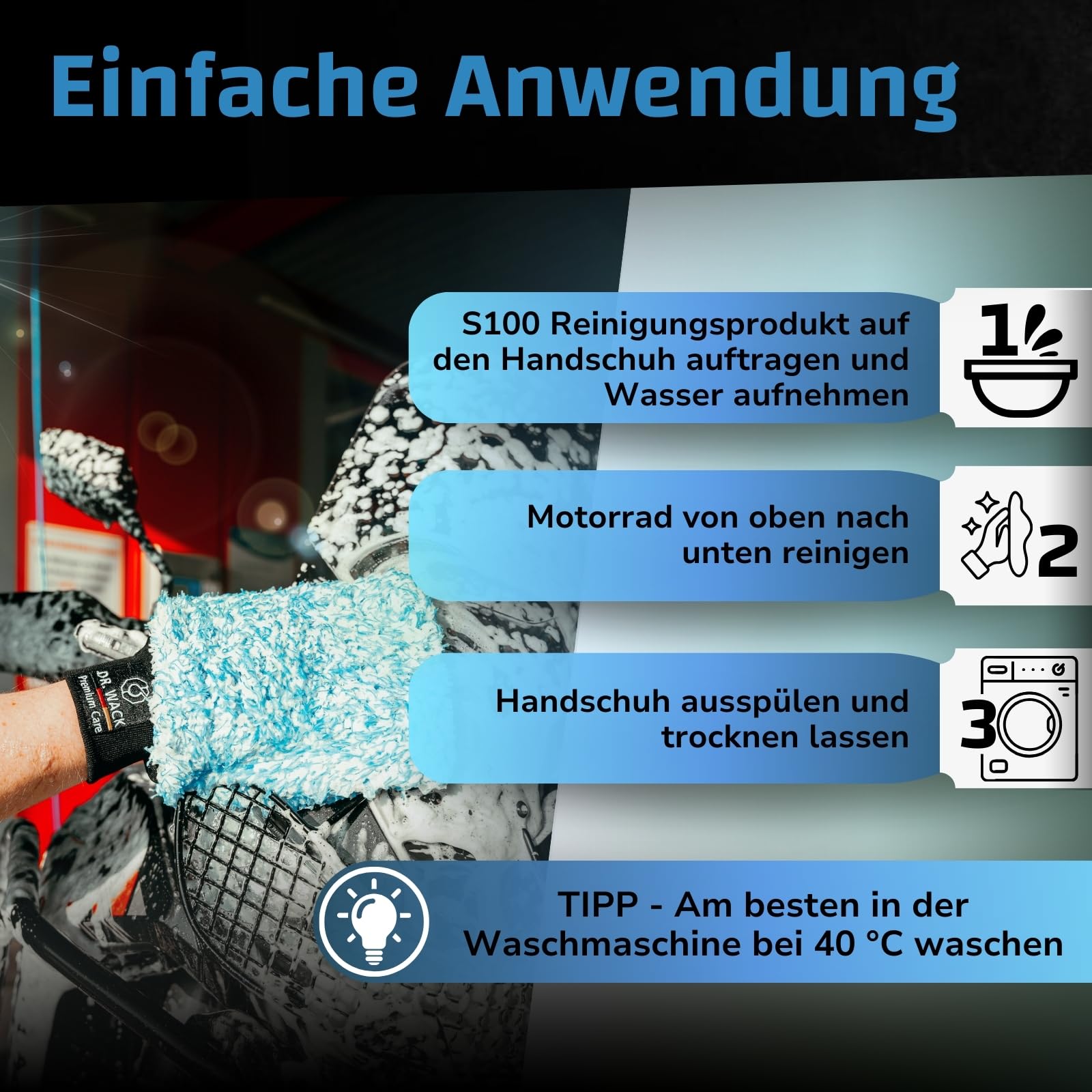 dr-wack-s100-waschhandschuh-motorrad-mikrofaser-hochflor-beidseitig image 3