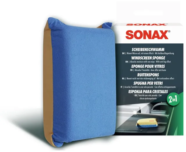 sonax-scheibenschwamm-scheibenreinigungsschwamm-1-st-ck-doppelseitig-gelb-blau image 1