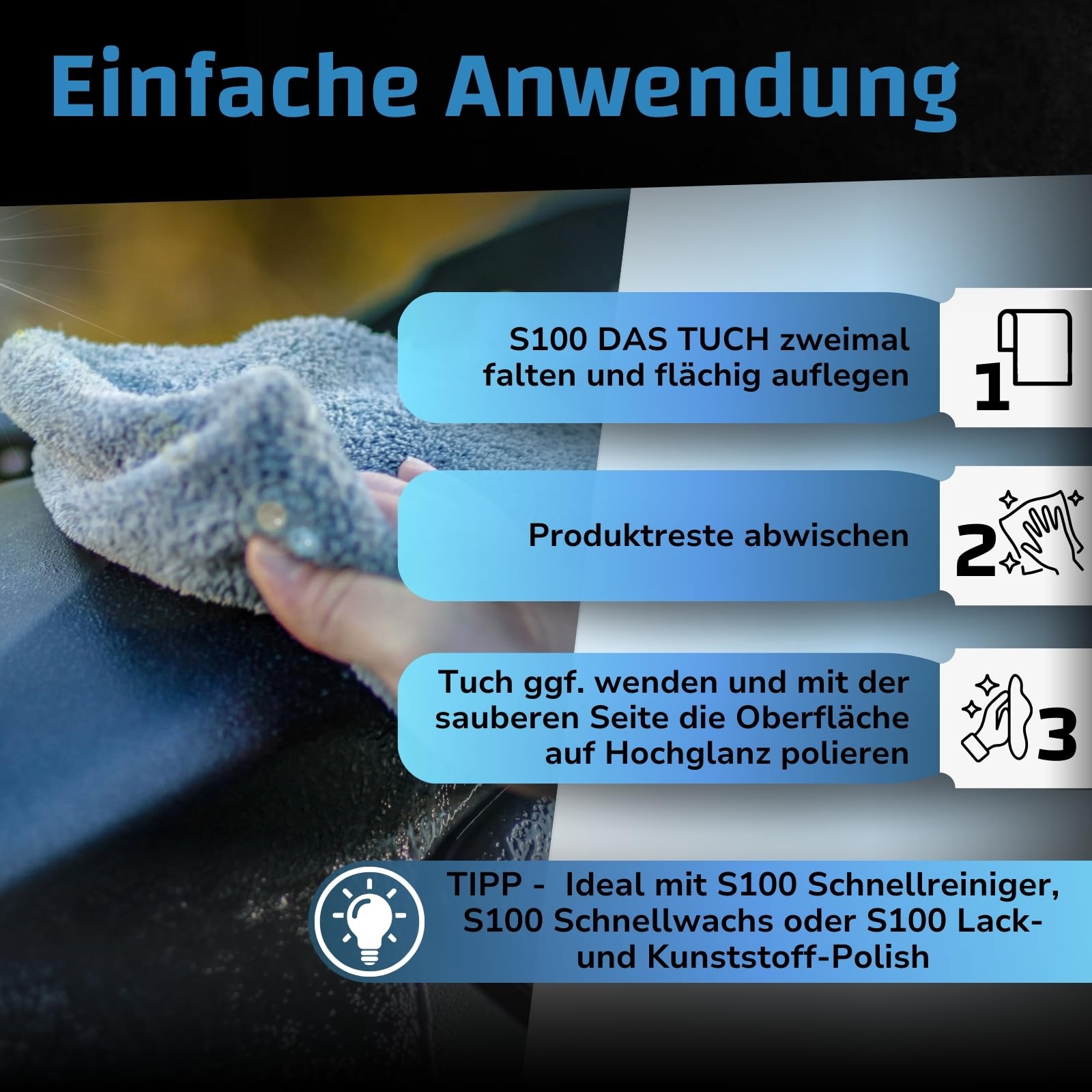 dr-wack-s100-das-tuch-mikrofasertuch-40-x-40-cm-motorrad-poliertuch image 3