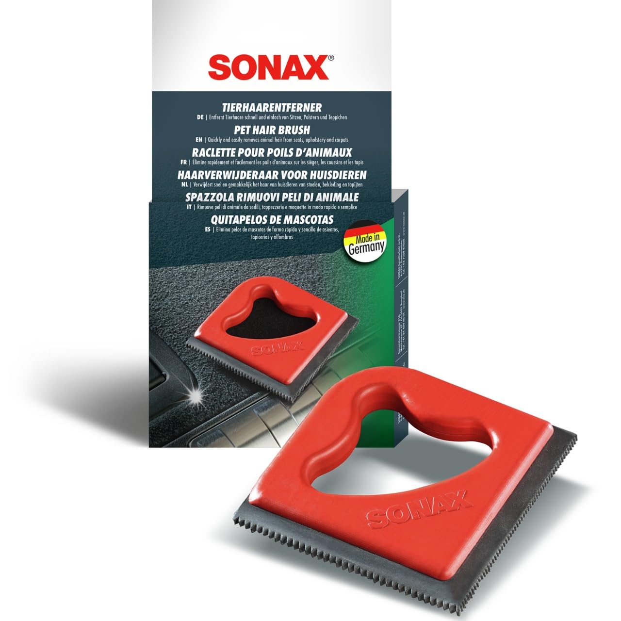 sonax-tierhaarentferner-spezialkamm-mit-gummilippe-f-r-auto-und-haushalt image 1