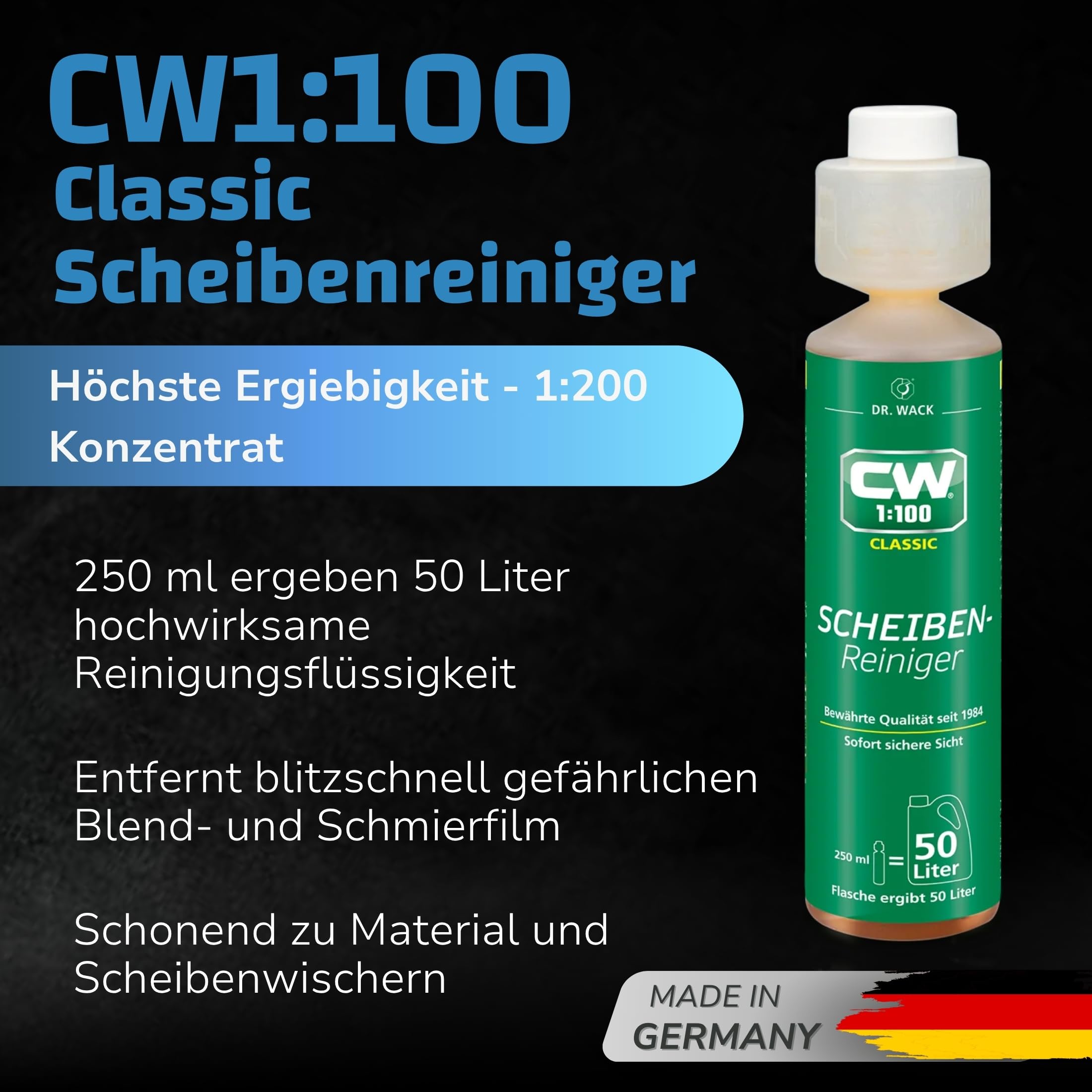 dr-wack-cw1-100-scheibenreiniger-classic-250-ml-konzentrat-ergibt-50-liter image 2