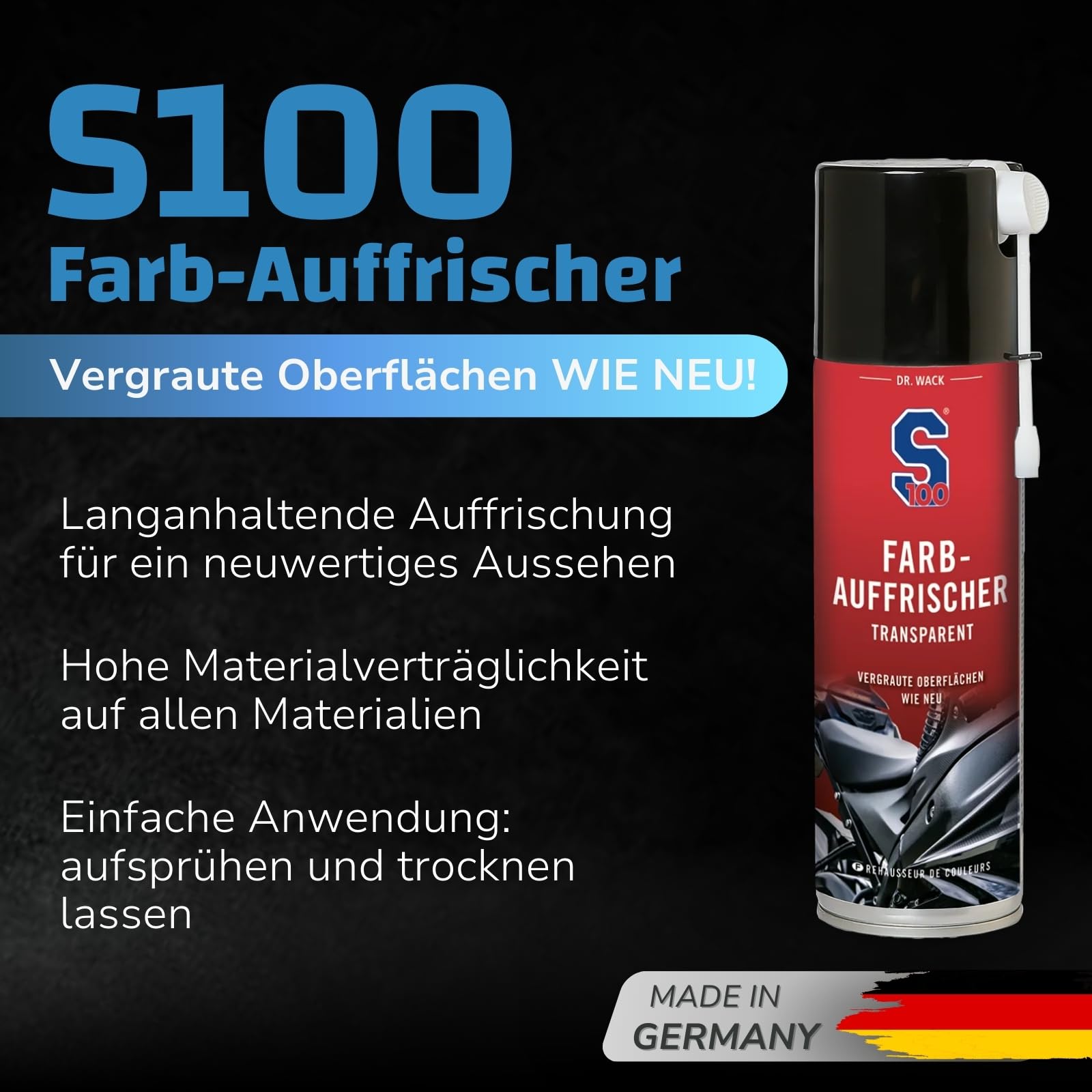 dr-wack-s100-farbauffrischer-pflegespray-300-ml-f-r-motorrad image 2